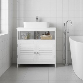 Armário de casa de banho para lavatório (NÃO INCLUIDO) com 2 portas de lâminas 30 x 60 x 60 cm Branco