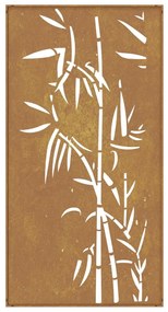 Decoração p/ muro de jardim 105x55 cm aço corten design bambu