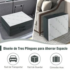 Colchão dobrável em 3 secções 193 x 80 x 10 cm de fibra de bambu e cobertura de tecido respirável com pega Branco e cinzento