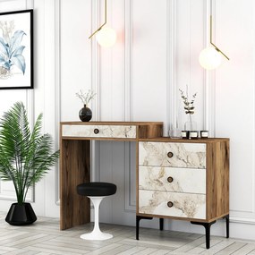 Mesa de Maquilhagem Lizbon500 – Nogueira e Branco – 124x84,7x40 cm