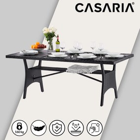 Mesa de jardim Polyrattan Takeo 190x90x75cm WPC preta