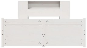 Cama com estante sem colchão 140x190 cm pinho maciço branco