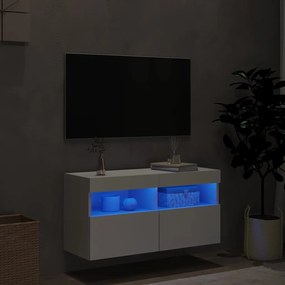 Móvel de parede para TV com luzes LED 80x30x40 cm branco