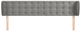 Cabeceira de cama c/ abas veludo 183x23x78/88 cm cinzento-claro