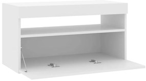Móvel de TV com luzes LED 75x35x40 cm branco