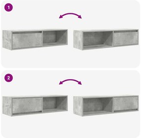 Móveis de TV 2pcs 100x31x25,5 cm deriv. madeira cinza cimento
