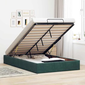 Ottoman Bed Frame Sem Colchão Verde Escuro 120x190 cm Veludo