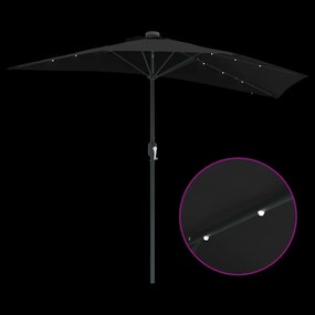Guarda-sol de Jardim Preto 294 x 150 x 223 cm tecido