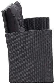 6 pcs conjunto lounge de jardim c/ almofadões vime PE preto