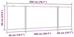 Quadro branco magnético dobrável 200x60x1,7 cm alumínio