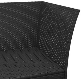 4 pcs conjunto lounge de jardim c/ almofadões vime PE preto