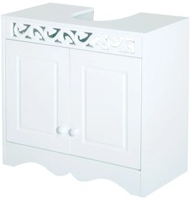HOMCOM Armário de banheiro baixo para lavatório com 2 portas e prateleiras 60x30x56cm Branco