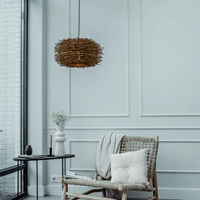 Candeeiro de suspensão rústico castanho em vime - Hatch 45