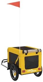 Reboque bicicleta p/ animais tecido oxford/ferro amarelo/preto