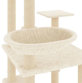 Árvore para gatos c/ postes arranhadores sisal 141 cm cor creme