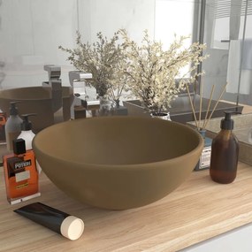 vidaXL Lavatório WC luxuoso redondo 32,5x14cm cerâmica creme mate