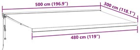 Toldo retrátil automático 500x300 cm castanho