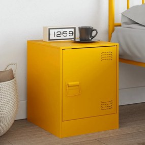 vidaXL Mesa de cabeceira 34,5x39x44 cm aço amarelo mostarda