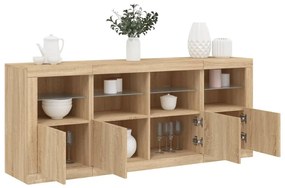 Aparador com luzes LED 163x37x67 cm carvalho sonoma