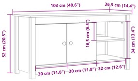 Móvel de TV 103x36,5x52 cm madeira de pinho maciça