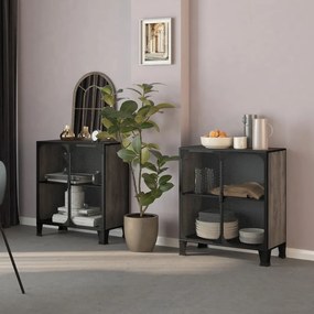 vidaXL Armários arrumação 2pcs 72x36x82 cm metal e MDF cinzento
