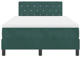 Cama Box Spring vidaXL com Colchão e LED Verde Escuro 120x200 cm Velud
