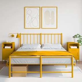 Mesas de cabeceira 2 pcs 36x39x68 cm aço amarelo mostarda