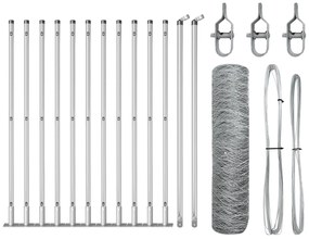 Cerca Hexagonal com 11 Postes Flangeados 0,5x25 m Aço Galvanizado