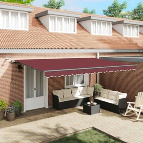 vidaXL Toldo retrátil automático com luzes LED 500x300 cm bordô