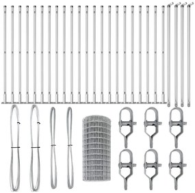 Cerca Euro com 13 postes flangelados, 0,4 x 50 m, em aço galvanizado