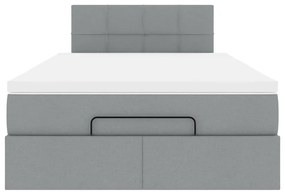 Cama otomana com colchão 120x200 cm tecido cinzento claro