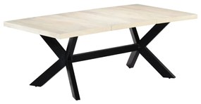 Mesa de jantar 200x100x75 cm madeira de mangueira maciça branco