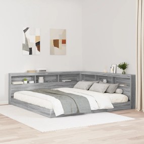 vidaXL Cama com Estante Cinza Sonoma 180x200 cm Madeira Reconstituída
