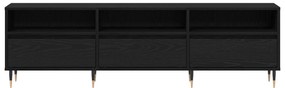 Armário de TV Carvalho Preto 150x30x44,5 cm Madeira Engenheirada