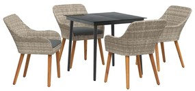 Conjunto de sala de jantar 5 pcs Cinza claro e preto