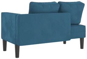 Chaise lounge com almofadões veludo azul