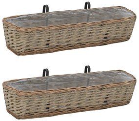 Floreira de varanda 2 pcs 80 cm vime com forro em PE