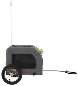 Reboque bicicleta p/ animais tecido oxford/ferro verde/cinza