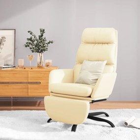 vidaXL Cadeira de descanso com apoio de pés couro artificial cor creme