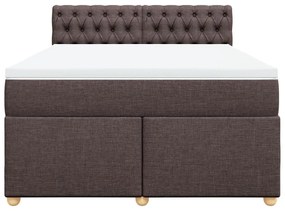 Cama com molas/colchão 160x200 cm tecido castanho-escuro