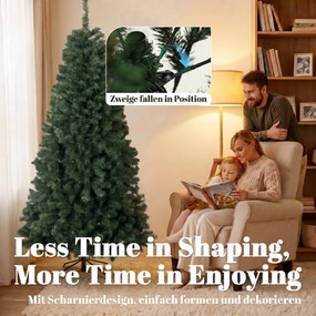 Árvore de Natal Artificial 200 cm com 1000 Ramos, Base Dobrável, Design por Secções e Montagem Fácil, Verde