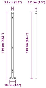 Postes de Cerca com Bases - 52 pcs Ø32mm, 110cm em Aço Galvanizado