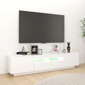 Móvel de TV com luzes LED 180x35x40 cm branco