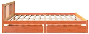 Cama sem colchão 200x200 cm pinho maciço castanho-mel