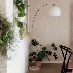 Candeeiro de Arco Inteligente Latão com Abaajur Branco incl. Wifi A60 - Arc Basic