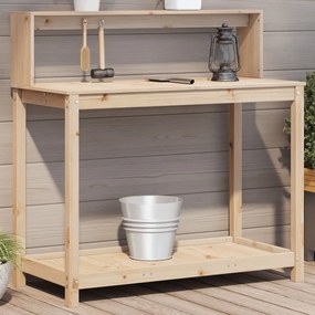 vidaXL Mesa de jardinagem c/ prateleiras 108x50x109,5 cm pinho maciço
