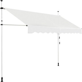 Toldo Exterior 350 x 125 cm Altura Ajustável 2-3 m com Manivela e Resistente às Intempéries Manual para Jardim e Varanda Bege