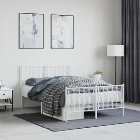 vidaXL Estrutura de cama com cabeceira e pés 120x190 cm metal branco