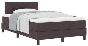 Camas Box com Colchão Castanho Escuro 120x190 cm Tecido
