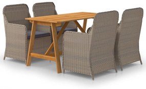 vidaXL 5 pcs conjunto de jantar para jardim castanho